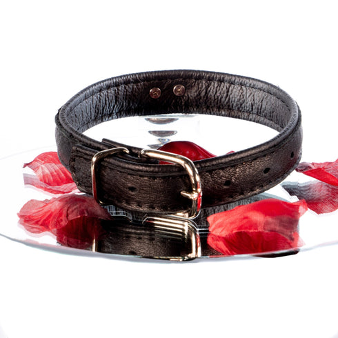 SiaLinda: Halsband echtes Elch Leder schwarz, 2 Größen, 2 O-Ringe, 20mm breit - SiaLinda.com